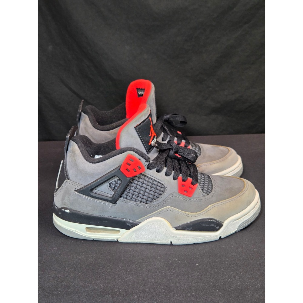 Air Jordan 4 Retro Infrared Grey Black Red Kids Nike Sneakers Size 5.5Y - Picture 6 of 9